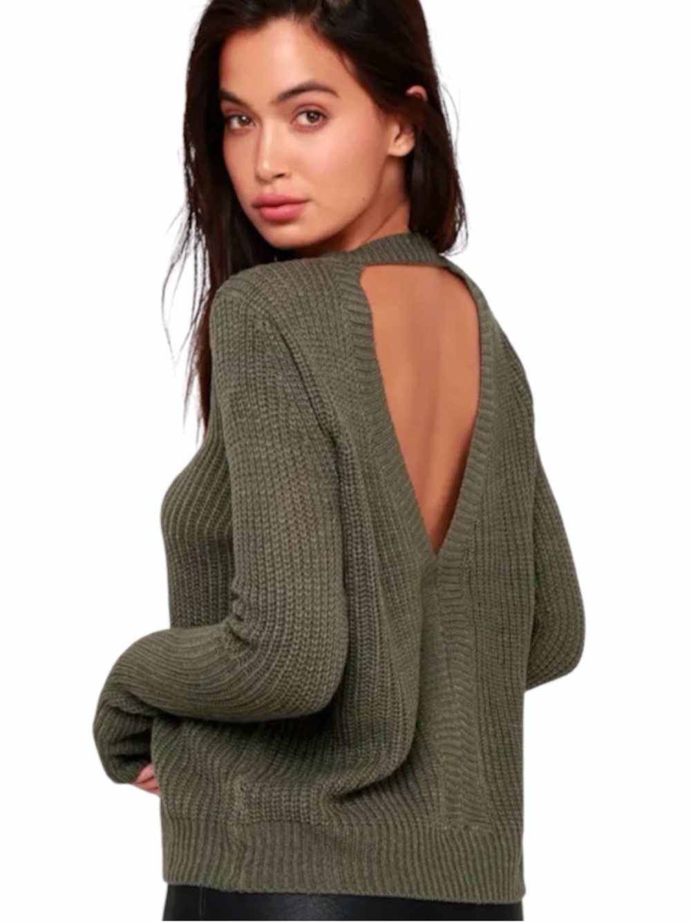Jack by BB Dakota “Know Thyself “ olive knit Cutout Sweater size women’s Small